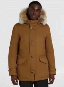 LAMINATED COTTON PARKA WITH HIGH NECK
