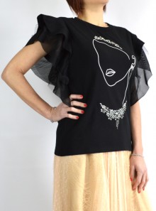 T-SHIRT WITH TULLE SLEEVES