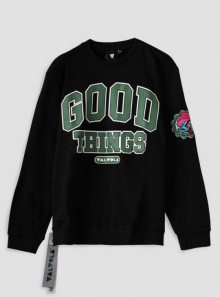 CREWNECK SWEATSHIRT WITH GOOD THINGS PATCH EMBROIDERY