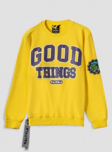 CREWNECK SWEATSHIRT WITH GOOD THINGS PATCH EMBROIDERY