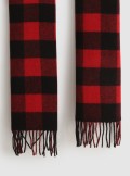 WOOL BLEND SCARF WITH CHECK PATTERN AND SOLID COLOR