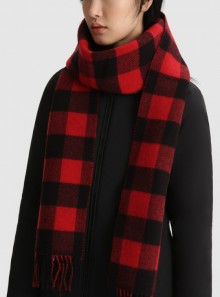 Woolrich WOOL BLEND SCARF WITH CHECK PATTERN AND SOLID COLOR - CFWWAC0121FRUT2828 5329 - Tadolini Abbigliamento