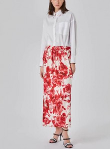 BLUGIRL Blumarine LONG DRESS WITH ROSE PRINT BOTTOM - 500072-L0224 - Tadolini Abbigliamento