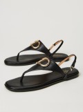 TWINSET Milano LEATHER THONG SANDALS WITH OVAL T - 231TCP12A - Tadolini Abbigliamento