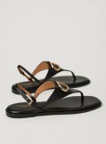 TWINSET Milano LEATHER THONG SANDALS WITH OVAL T - 231TCP12A - Tadolini Abbigliamento
