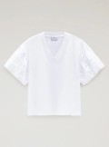 Woolrich LAKESIDE T-SHIRT IN PURE COTTON WITH PUFF SLEEVES - CFWWTE0076FRUT3397 - Tadolini Abbigliamento