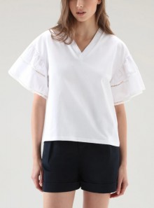 LAKESIDE T-SHIRT IN PURE COTTON WITH PUFF SLEEVES