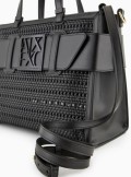 Armani Exchange Straw-effect tote bag with maxi logo - 942689 - Tadolini Abbigliamento