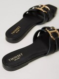 TWINSET Milano Leather slides with Oval T - 241TCT120 - Tadolini Abbigliamento