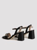 TWINSET Milano Heeled leather sandals with Oval T logo - 241TCT014 - Tadolini Abbigliamento