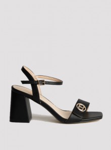 TWINSET Milano Heeled leather sandals with Oval T logo - 241TCT014 - Tadolini Abbigliamento