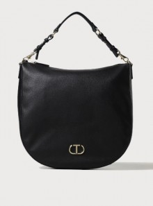 TWINSET Milano Leather-like hobo bag with Oval T - 241TB7134 00006 - Tadolini Abbigliamento