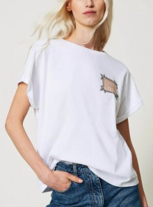 TWINSET Milano T-shirt with logo label and embroidery - 241TP2211 - Tadolini Abbigliamento