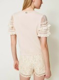TWINSET Milano Jumper with tulle and lace sleeves - 241TP3531 00018 - Tadolini Abbigliamento