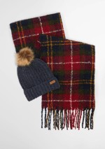 Barbour - Saltburn beanie & tartan scarf gift set - LGS0077 TN69 - Tadolini Abbigliamento