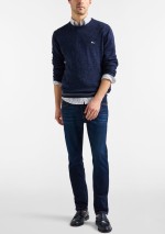 Harmont & Blaine - Cotton-linen blend crew neck pullover with tweed effect - HRQ413030990801 - Tadolini Abbigliamento