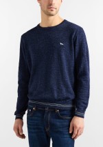 Harmont & Blaine - Cotton-linen blend crew neck pullover with tweed effect - HRQ413030990801 - Tadolini Abbigliamento