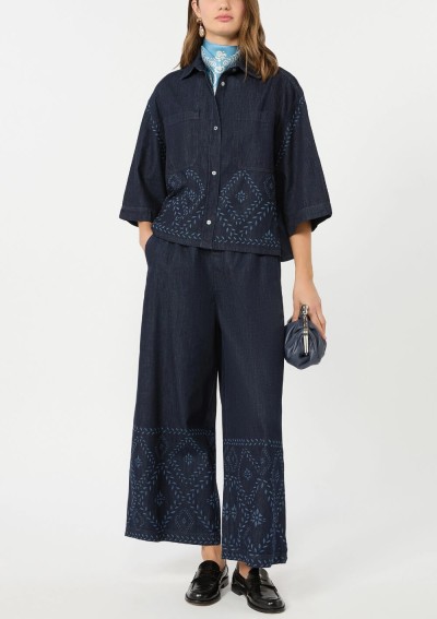 Weekend Max Mara - Camicia boxy in denim di cotone laserato - 5116016106 - WKDALARE - Tadolini Abbigliamento