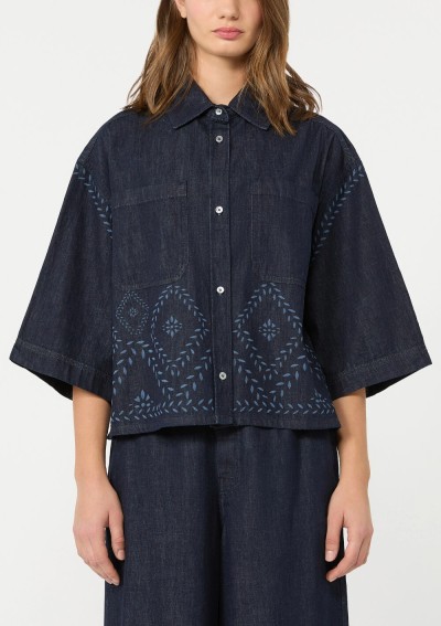 Weekend Max Mara - Camicia boxy in denim di cotone laserato - 5116016106 - WKDALARE - Tadolini Abbigliamento