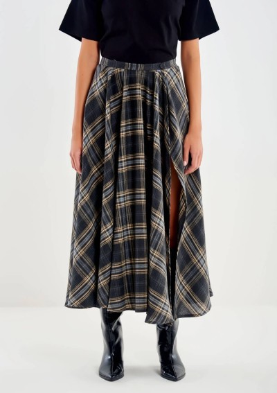 Vicolo - Checkered skirt with a slit - TAC108 - Tadolini Abbigliamento