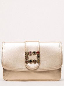 FAUX LEATHER POCHETTE WITH DECORATIVE BUCKLE
