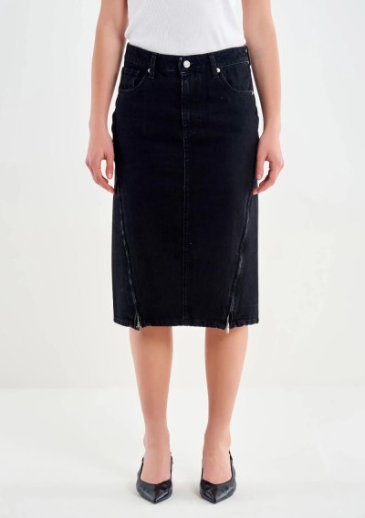 Vicolo - Denim midi skirt with zip - DAC5016 - Tadolini Abbigliamento